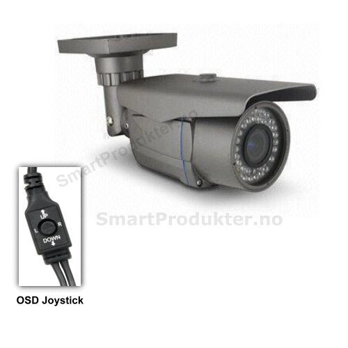 JVJ OSD 720TVL 2.8-12mm IR Farge kamera - 12VDC/24VAC