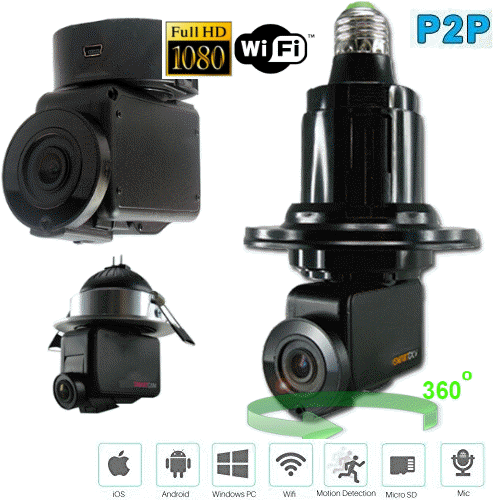 HD Smart PT Wifi IP Camera with Bulb Power